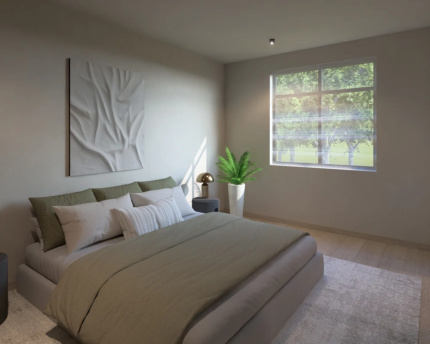 Slaapkamer met natuurlijke tinten
